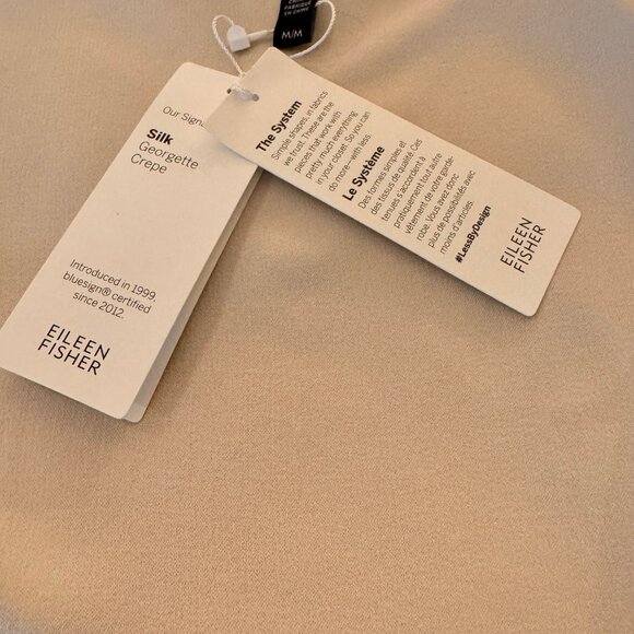 Eileen Fisher Silk Georgette Crepe Bateau Neck Sleeveless Tunic, Bone, SZ M, NWT - Picture 11 of 16